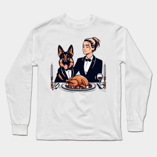 Lady And German Shepherd Thanksgiving Long Sleeve T-Shirt